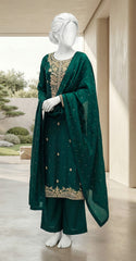 Seemab | 3 Piece | Stitched | Bottle Green