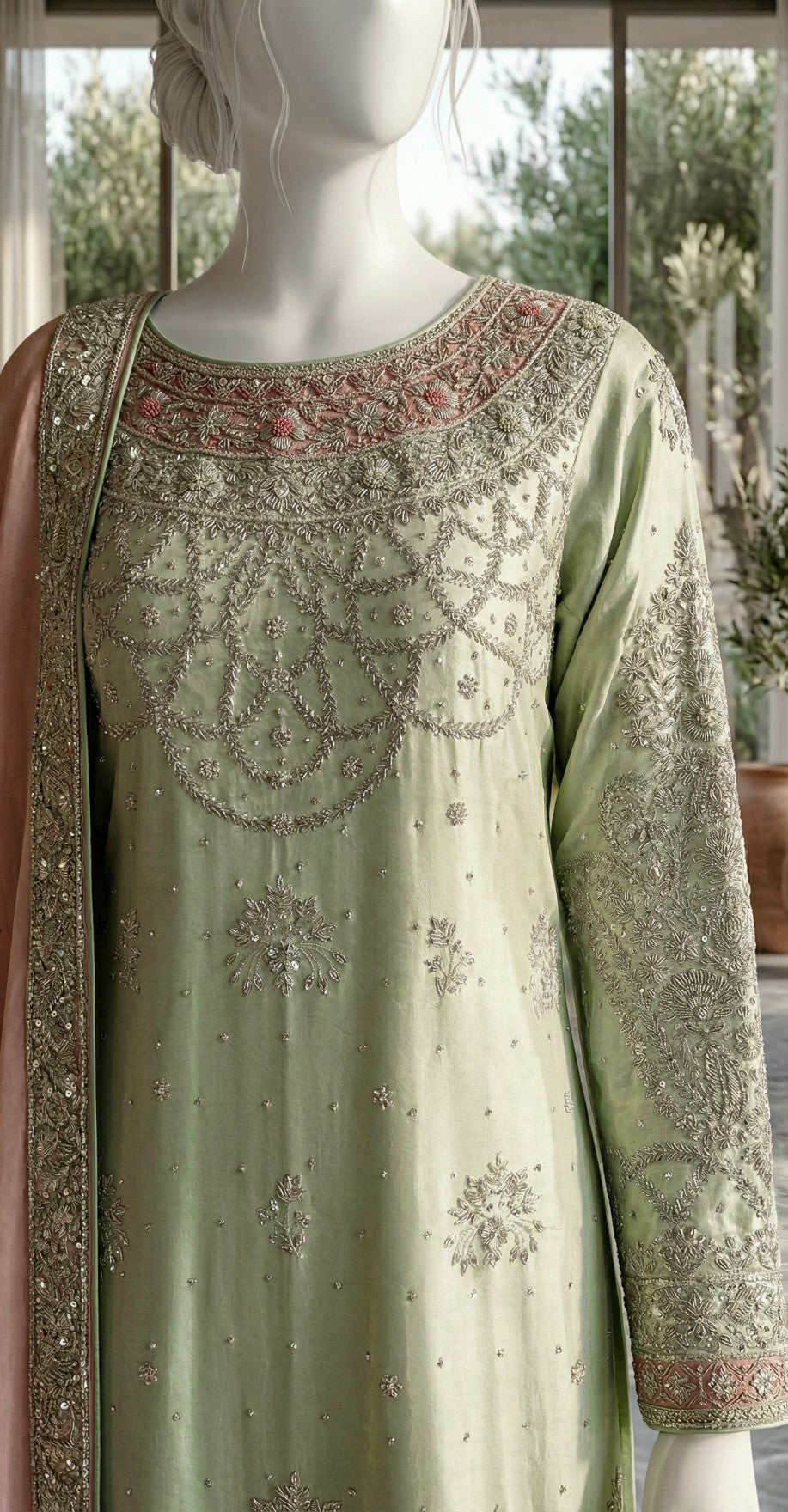Eshal | 3 Piece | Stitched | Pista Pink