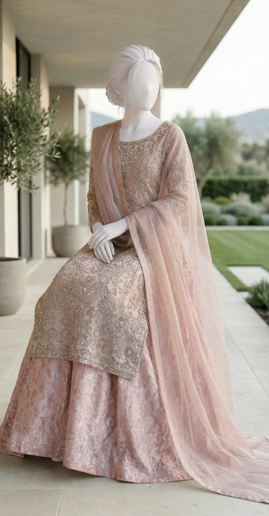 Zaitoon | 3 Piece | Stitched | Soft Pink