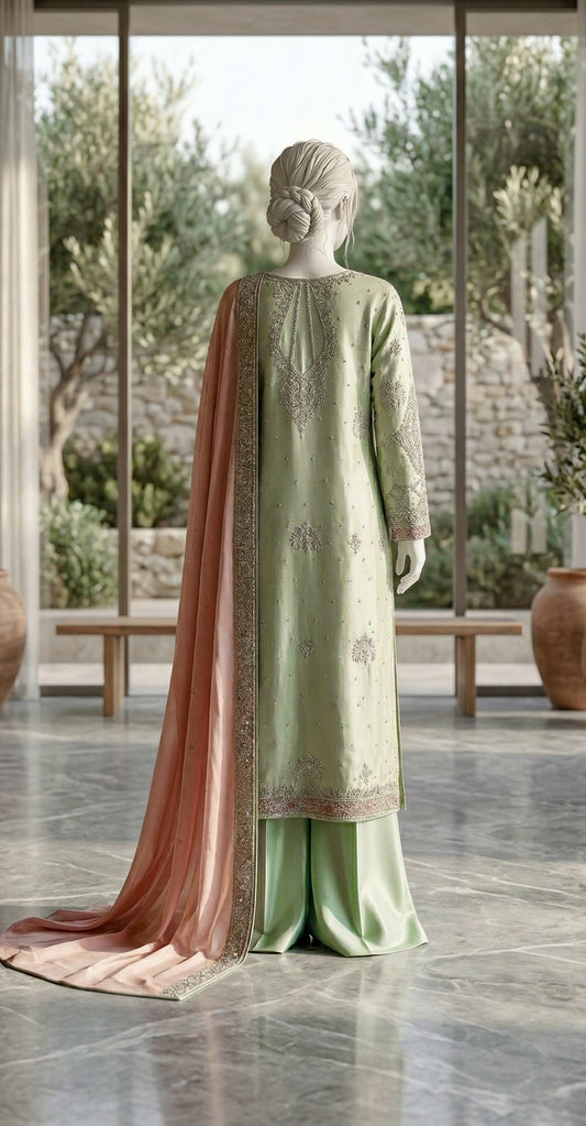 Eshal | 3 Piece | Stitched | Pista Pink