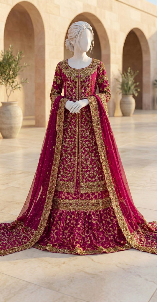 Durr e Fishan  | Farshi Lehenga | Red