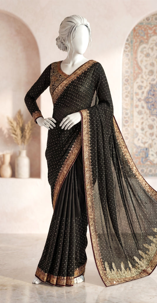 Noor Bano | Saree | Black