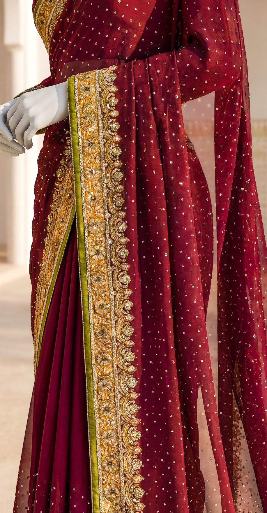 Noor Bano | Saree | Red