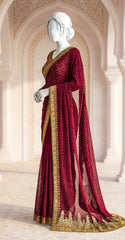 Noor Bano | Saree | Red