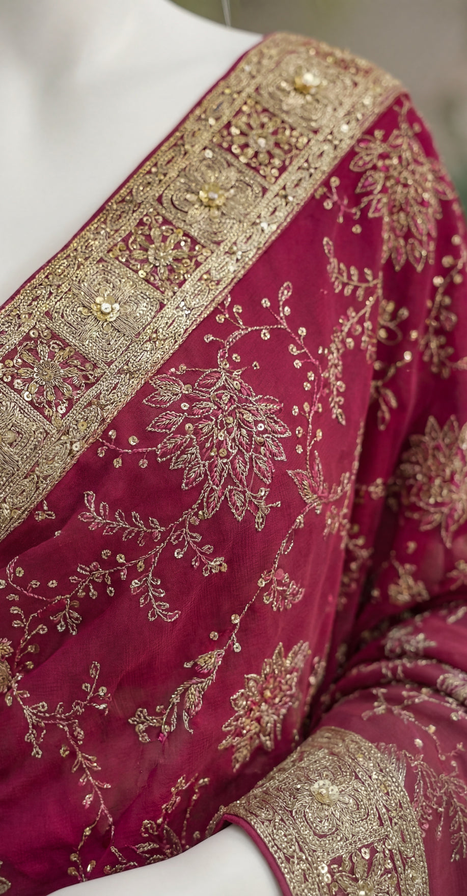 Saher Bano | Saree | Ruby Red