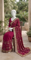 Saher Bano | Saree | Ruby Red
