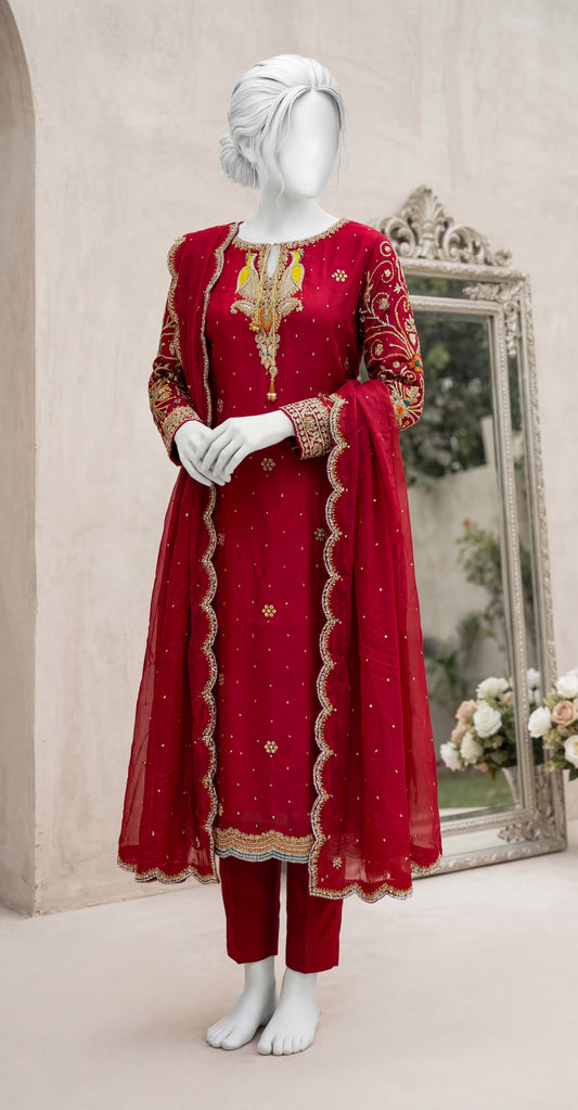 Arshiya | 3 Piece | Stitched | Red