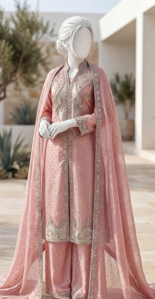 Zebaish | 3 Piece | Stitched | Blush Pink
