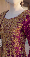 Farawan | Farshi Lehenga | Ruby Red