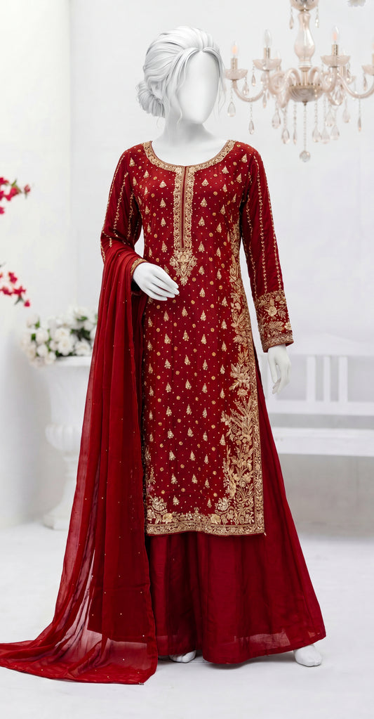 Zarash | 3 Piece | Stitched | Red
