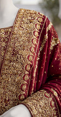 Safeera | Farshi Lehenga | Rust & Cherry Red