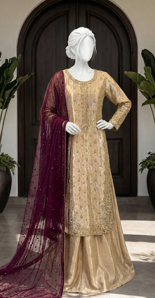 Zarash | 3 Piece | Stitched | Golden