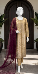 Zarash | 3 Piece | Stitched | Golden