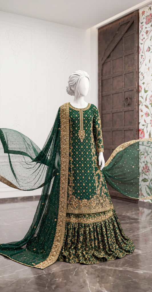 Banafshaan | 3 Piece | Stitched | Green
