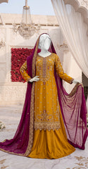 Sharda | 3 Piece | Stitched Suit | Rust