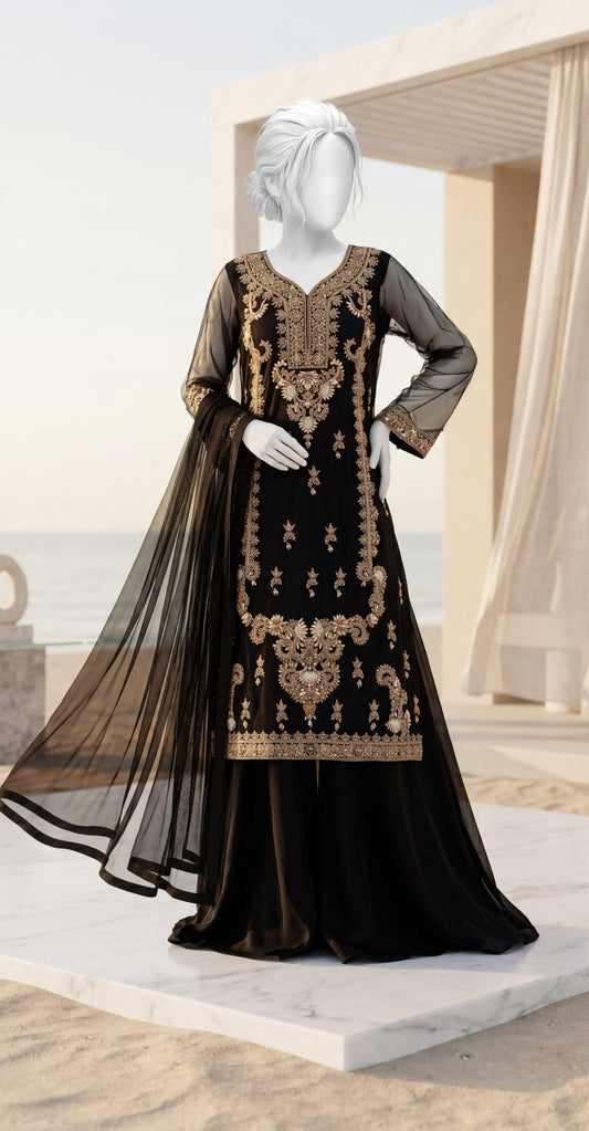 Sehraz | 3 Piece | Stitched Suit | Black