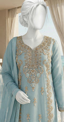 Sehraz | 3 Piece | Stitched Suit | Sky Blue