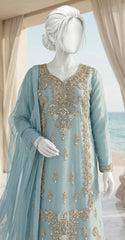 Sehraz | 3 Piece | Stitched Suit | Sky Blue