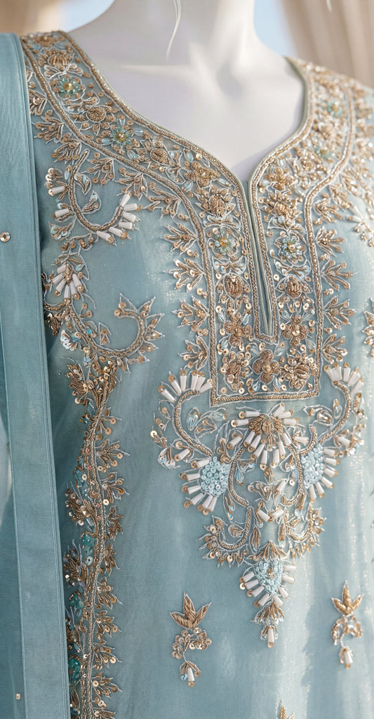 Sehraz | 3 Piece | Stitched Suit | Sky Blue