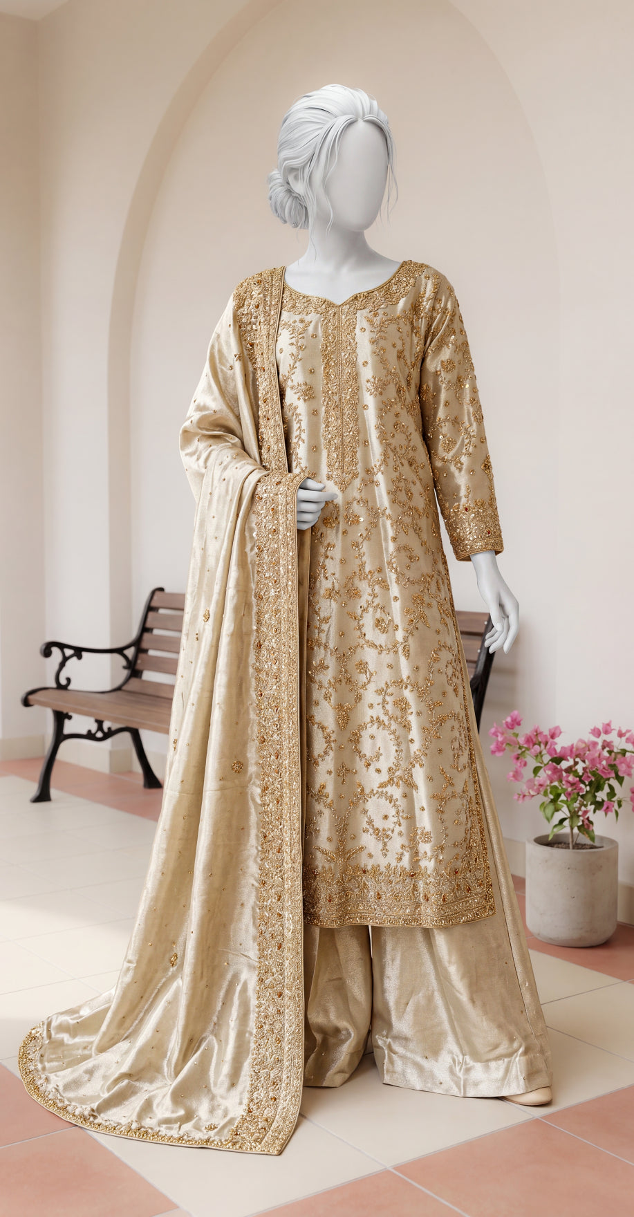 Nysa | 3 Piece | Stitched | Golden