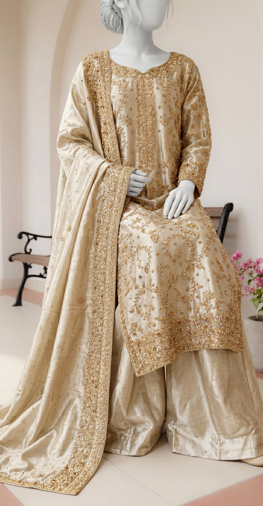 Nysa | 3 Piece | Stitched | Golden
