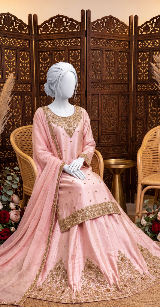 Shifaa | 3 Piece | Stitched | Blush Pink