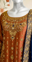 Aaliya | 3 Piece | Stitched | Rust & Blue