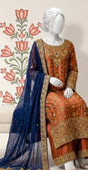 Aaliya | 3 Piece | Stitched | Rust & Blue