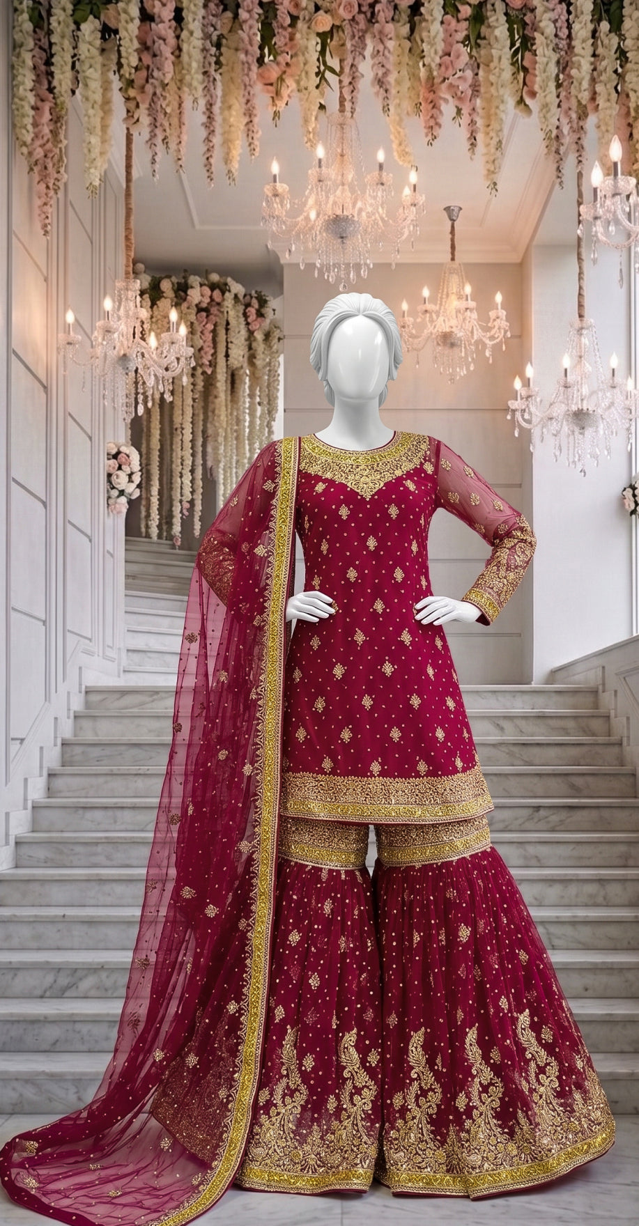 Waania | Gharara | Stitched | Red