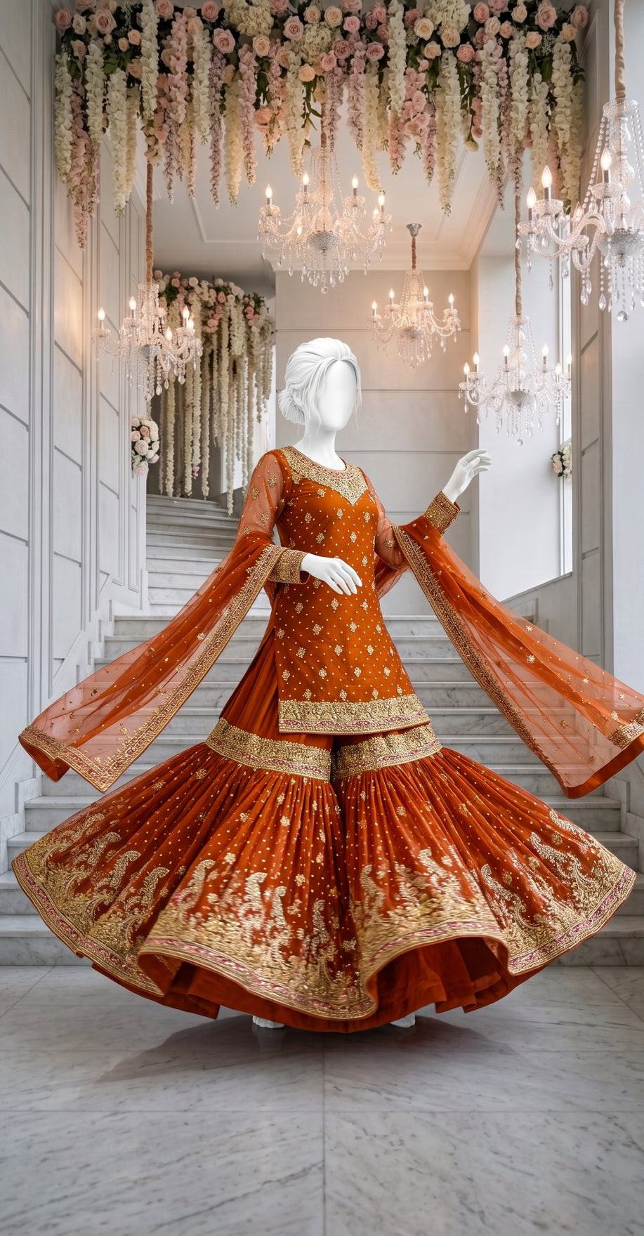 Waania | Gharara | Stitched | Rust