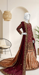 Mushq | Farshi Lehenga | Cherry Red