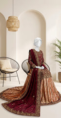 Mushq | Farshi Lehenga | Cherry Red