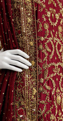 Mushq | Farshi Lehenga | Cherry Red