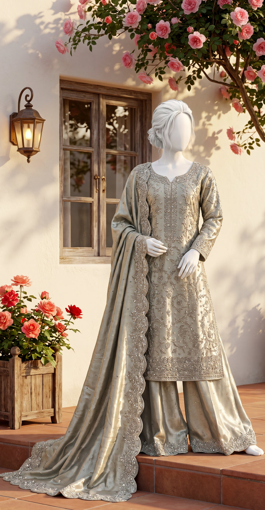 Zarqash | 3 Piece | Stitched Suit | Ash Gray