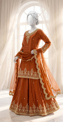 Warda | 3 Piece | Stitched | Rust