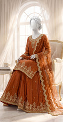 Warda | 3 Piece | Stitched | Rust