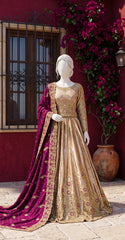 Elara | Lehenga | Golden & Ruby Red