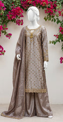 Rida | 3 Piece | Stitched | Tan Brown