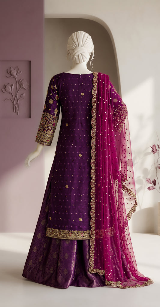 Aaliya | 3 Piece | Stitched | Burgundy