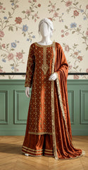 Kinara | 3 Piece | Stitched | Rust