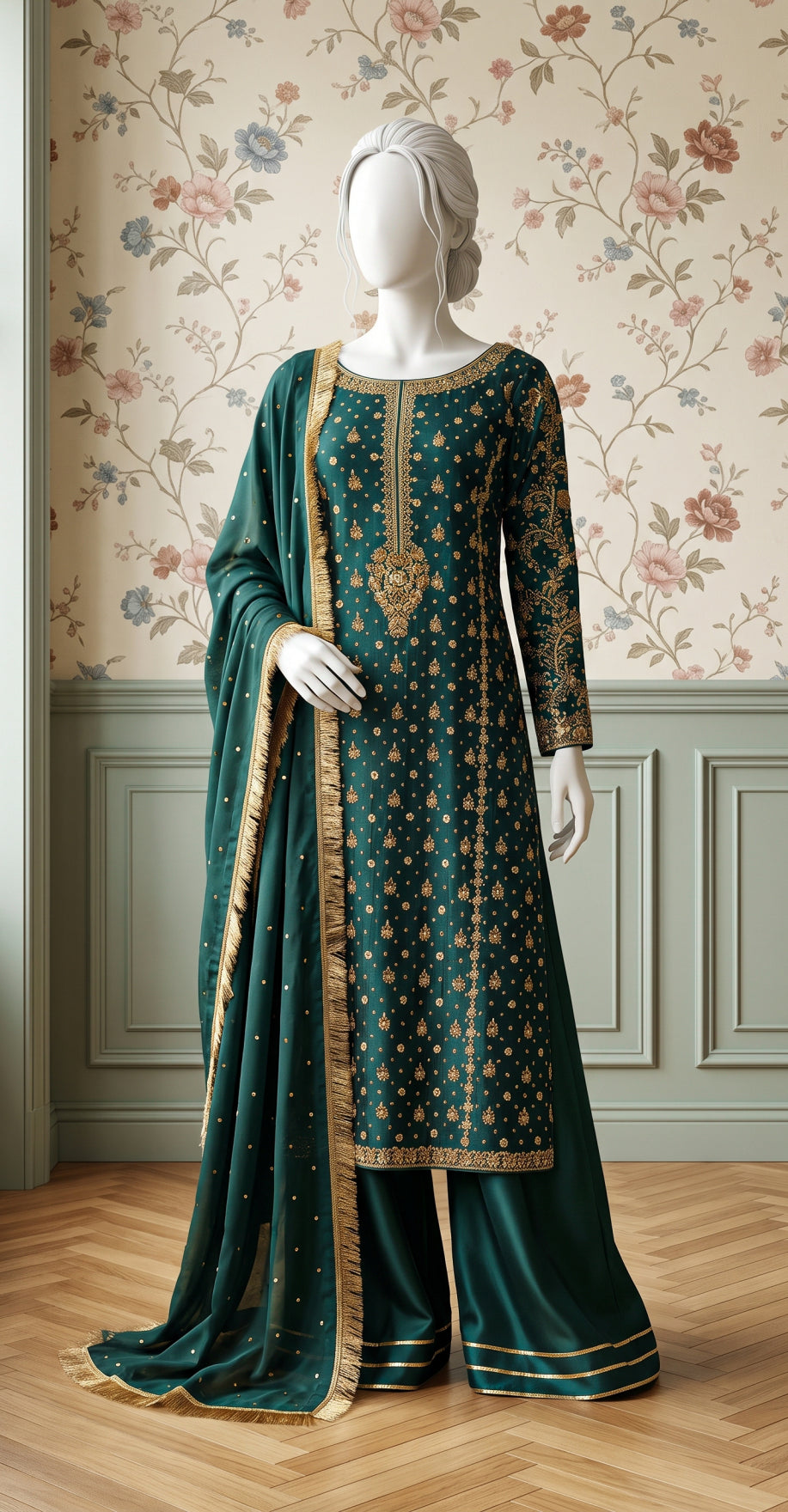 Kinara | 3 Piece | Stitched | Bottle Green