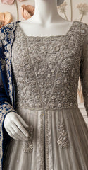 Musarrat | Maxi | Grey & Blue