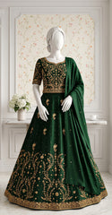 Nayaab | Lehnga | Bottle Green