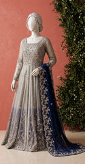 Musarrat | Maxi | Grey & Blue
