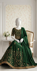 Nayaab | Lehnga | Bottle Green