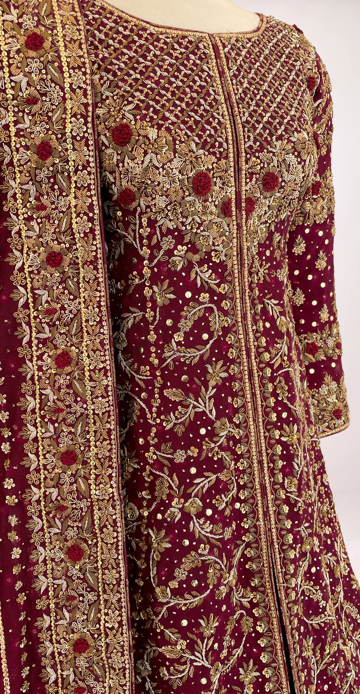 Kamdani | Farshi Lehenga | Red