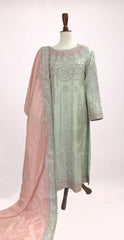 Elsa | 3 Piece | Stitched | Pastel Peach & Pistachio