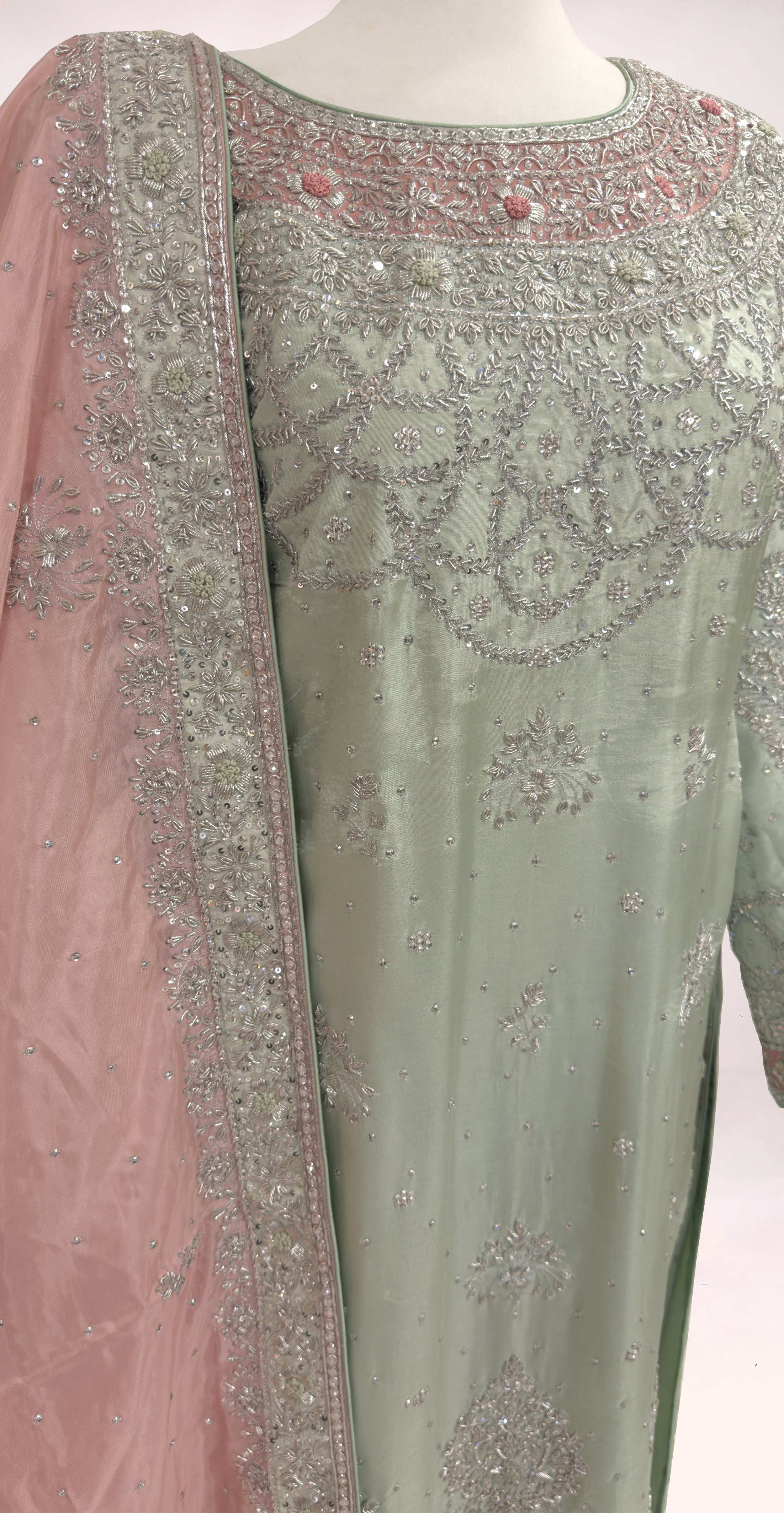 Elsa | 3 Piece | Stitched | Pastel Peach & Pistachio