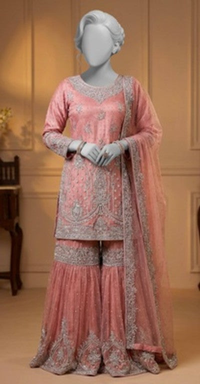 Nehaal | Gharara | Stitched | Peach