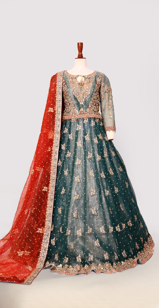 Dastaan | Maxi | Orange & Green